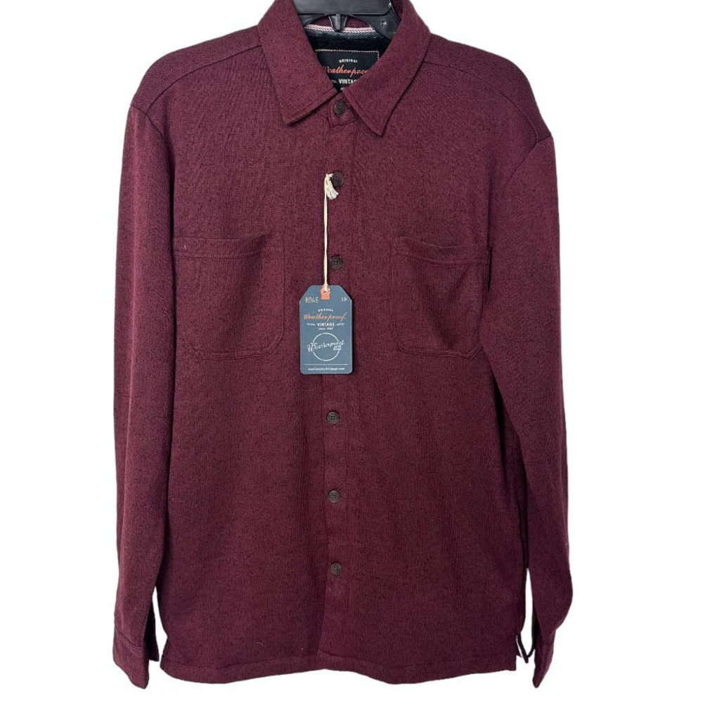 Weatherproof, Vintage, Faux Shearling Lined Red Mahogany Small Button Down Shirt - Picture 2 of 8